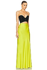 ILA Pina Corsetry Inspired Strapless Maxi Dress in Black & Mustard, view 2, click to view large image.