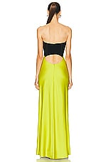 ILA Pina Corsetry Inspired Strapless Maxi Dress in Black & Mustard, view 3, click to view large image.