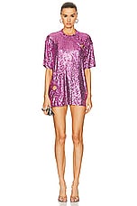 ILA Pavla Oversized Sequined Cut Out T-shirt Dress in Pink, view 1, click to view large image.