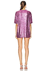 ILA Pavla Oversized Sequined Cut Out T-shirt Dress in Pink, view 4, click to view large image.