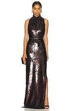 ILA Sylvia Maxi Dress in Brown Sequin, view 2, click to view large image.