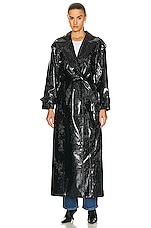 ILA Vos Croco Trenchcoat in Black, view 2, click to view large image.