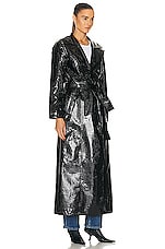 ILA Vos Croco Trenchcoat in Black, view 3, click to view large image.