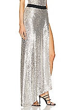 ILA Galina Sequined Bikini Detail Midi Skirt in Silver, view 2, click to view large image.