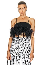 ILA Till Feather Trimmed Crop Top in Black, view 1, click to view large image.