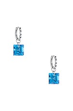 ILENE JOY x Elizabeth Sulcer Phyllis Setless Charm Earrings in Blue Topaz, Diamonds, &18K Gold, view 1, click to view large image.