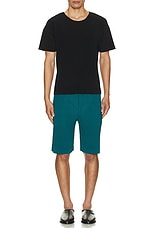 Homme Plisse Issey Miyake Pleated Shorts in Teal Green, view 5, click to view large image.