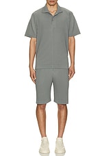 Homme Plisse Issey Miyake Pleated Shorts in Warm Grey, view 5, click to view large image.