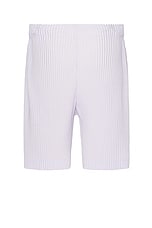 Homme Plisse Issey Miyake Colorful Pleats Shorts in Soft Lavender, view 2, click to view large image.