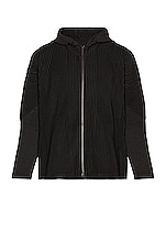 Homme Plisse Issey Miyake Hoodie in Black, view 1, click to view large image.