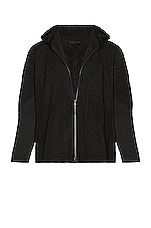 Homme Plisse Issey Miyake Hoodie in Black, view 2, click to view large image.