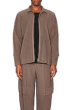 Homme Plisse Issey Miyake Cargo Jacket in Alpaca Brown, view 4, click to view large image.