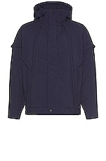 Homme Plisse Issey Miyake Frame Coat in Navy, view 1, click to view large image.