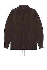 Homme Plisse Issey Miyake Heather Pleats Jacket in Brown, view 1, click to view large image.
