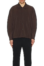 Homme Plisse Issey Miyake Heather Pleats Jacket in Brown, view 4, click to view large image.
