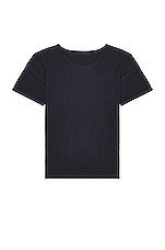 Homme Plisse Issey Miyake Basics Tee in Navy, view 1, click to view large image.