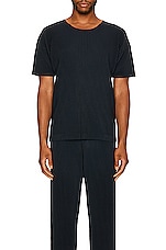 Homme Plisse Issey Miyake Basics Tee in Navy, view 3, click to view large image.