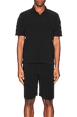 Homme Plisse Issey Miyake Polo in Black, view 3, click to view large image.