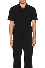 Homme Plisse Issey Miyake Homme Plisse Issey Miyak Pleated Polo in Black, view 4, click to view large image.