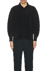 Homme Plisse Issey Miyake Issey Miyake Pleated Polo in Black, view 4, click to view large image.