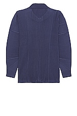 Homme Plisse Issey Miyake Pleated Shirt in Blue Charcoal, view 2, click to view large image.