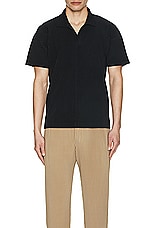 Homme Plisse Issey Miyake Basic Polo in Black, view 4, click to view large image.