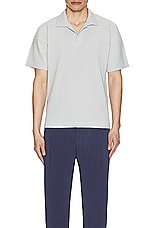 Homme Plisse Issey Miyake Basic Polo in Light Grey, view 4, click to view large image.