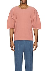 Homme Plisse Issey Miyake Pleated T-shirt in Dull Pink, view 4, click to view large image.