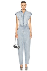 IRO Firat Collared Button Up Jumpsuit in Blue Washed, view 1, click to view large image.