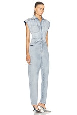 IRO Firat Collared Button Up Jumpsuit in Blue Washed, view 2, click to view large image.