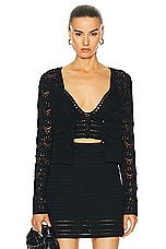 IRO Leylae Crochet Cardigan in Black, view 1, click to view large image.