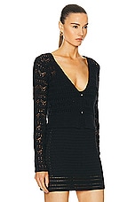 IRO Leylae Crochet Cardigan in Black, view 3, click to view large image.