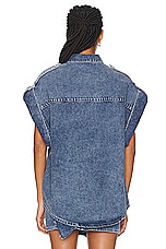 IRO Anglias Short Sleeve Denim Jacket in Mid Blue, view 4, click to view large image.