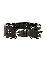 Isabel Marant Telma Belt in Black & Silver, view 1, click to view large image.