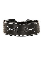 Isabel Marant Telma Belt in Black & Silver, view 2, click to view large image.