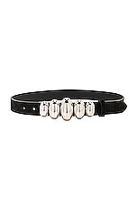 Isabel Marant Fuzz Belt in Black & Palladium, view 1, click to view large image.