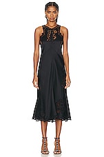 Isabel Marant Jadel Lingerie Satin Dress in Black, view 2, click to view large image.