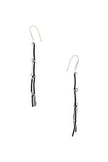 Isabel Marant Boucle D'oreill Dangle Rectangle Earrings in Anthracite & Silver, view 2, click to view large image.