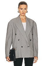 Isabel Marant Klero City Costard Blazer in Ecru & Black, view 1, click to view large image.