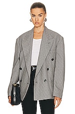 Isabel Marant Klero City Costard Blazer in Ecru & Black, view 2, click to view large image.