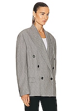 Isabel Marant Klero City Costard Blazer in Ecru & Black, view 3, click to view large image.