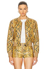 Isabel Marant Cerem Python Effect Leather Jacket in Natural, view 1, click to view large image.