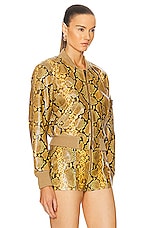 Isabel Marant Cerem Python Effect Leather Jacket in Natural, view 3, click to view large image.