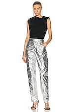 Isabel Marant Anea Coated Cotton Pant in Silver, view 4, click to view large image.