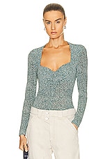 Isabel Marant Juny Long Sleeve Top in Teal, view 1, click to view large image.