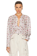 Isabel Marant Leidy Printed Flou Blouse In Ecru in Ecru, view 1, click to view large image.