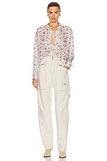 Isabel Marant Leidy Printed Flou Blouse In Ecru in Ecru, view 4, click to view large image.