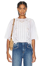 Isabel Marant Kory Embroidered Ramie Blouse in White, view 1, click to view large image.