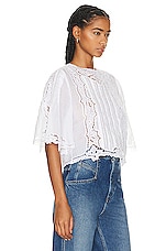 Isabel Marant Kory Embroidered Ramie Blouse in White, view 2, click to view large image.