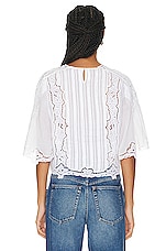 Isabel Marant Kory Embroidered Ramie Blouse in White, view 3, click to view large image.